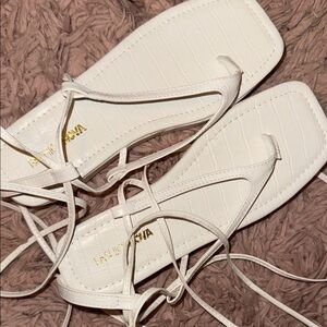 Ivory Strappy Sandals. Never Worn